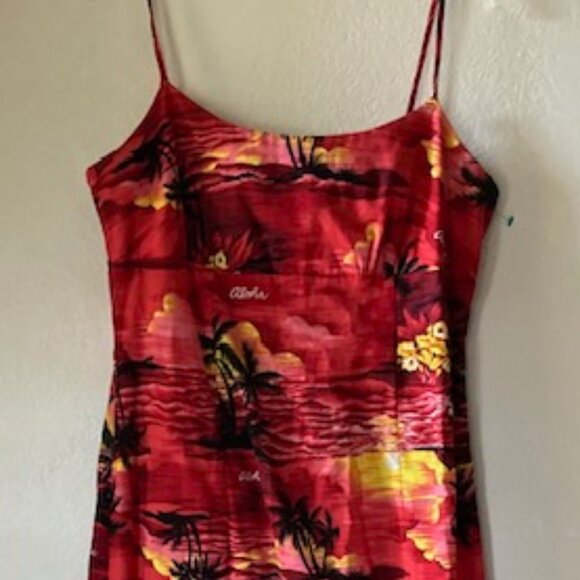 ROYAL CREATIONS MADE IN HAWAII LONG MUU MU'U MAXI ALOHA HAWAIIAN DRESS RED SUN M - Picture 11 of 16